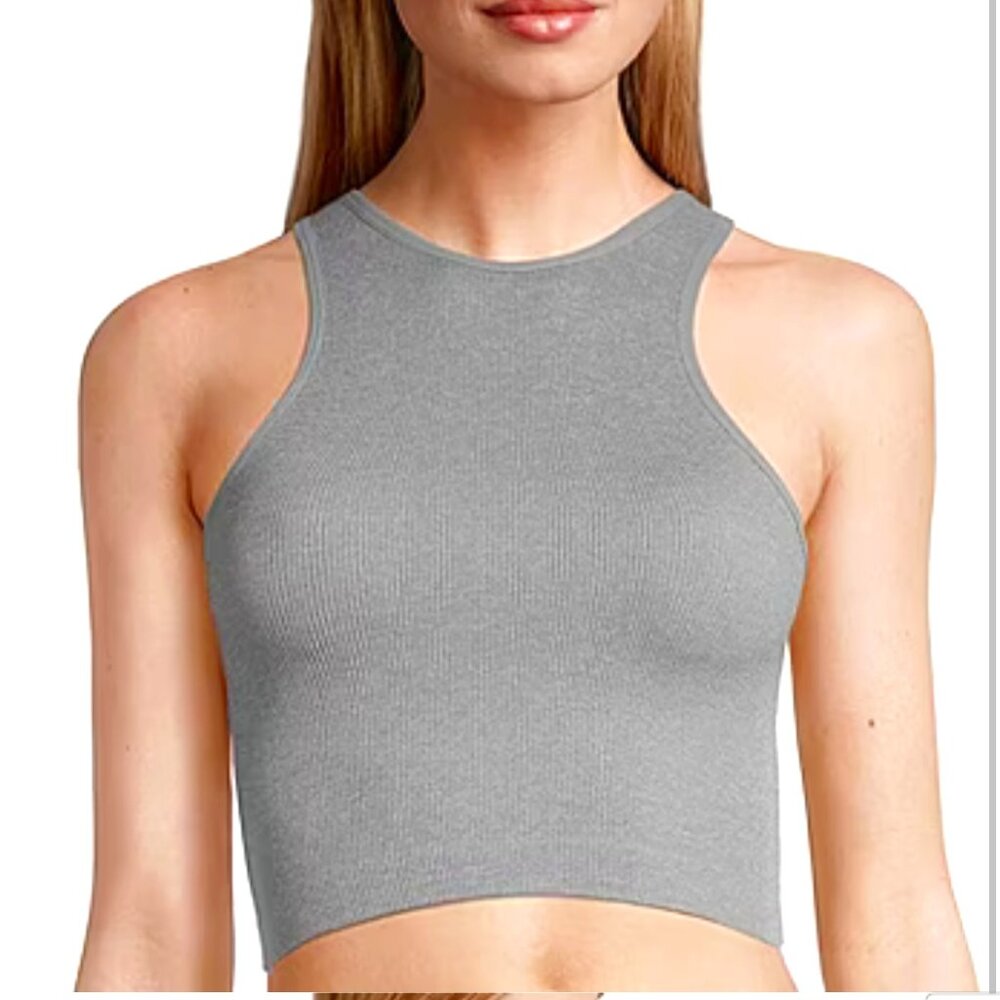 NEW Arizona Body Rib High‎ Neck Brami Juniors/ Girls L/7 Seamless Gray Stretch